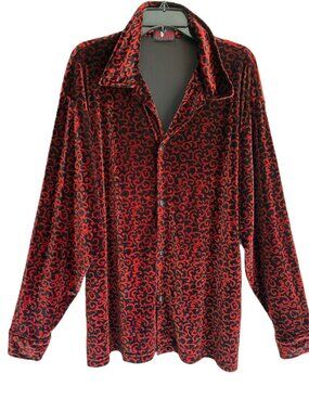 Vintage Morbid Threads Button Up Shirt Emo Goth Men L Long Sleeve Velvet